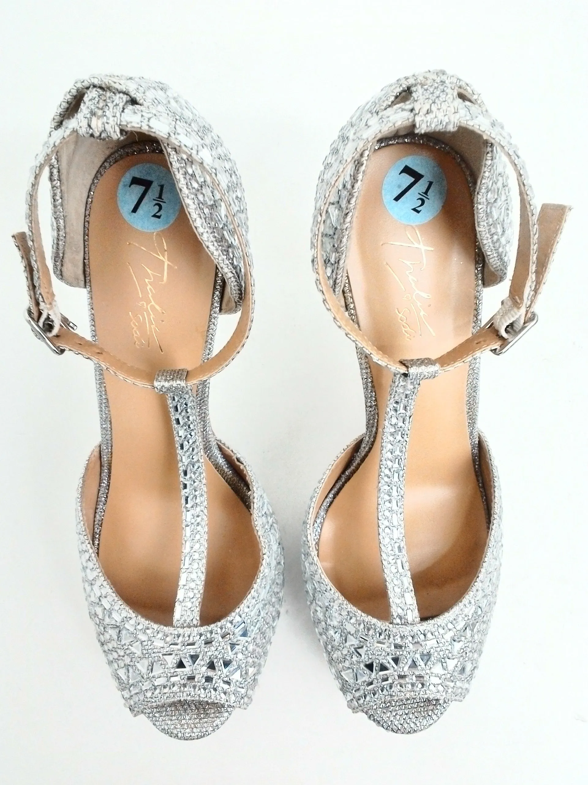 Thalia Sodi Women's Chace Silver Heeled Sandals Size 7.5 M