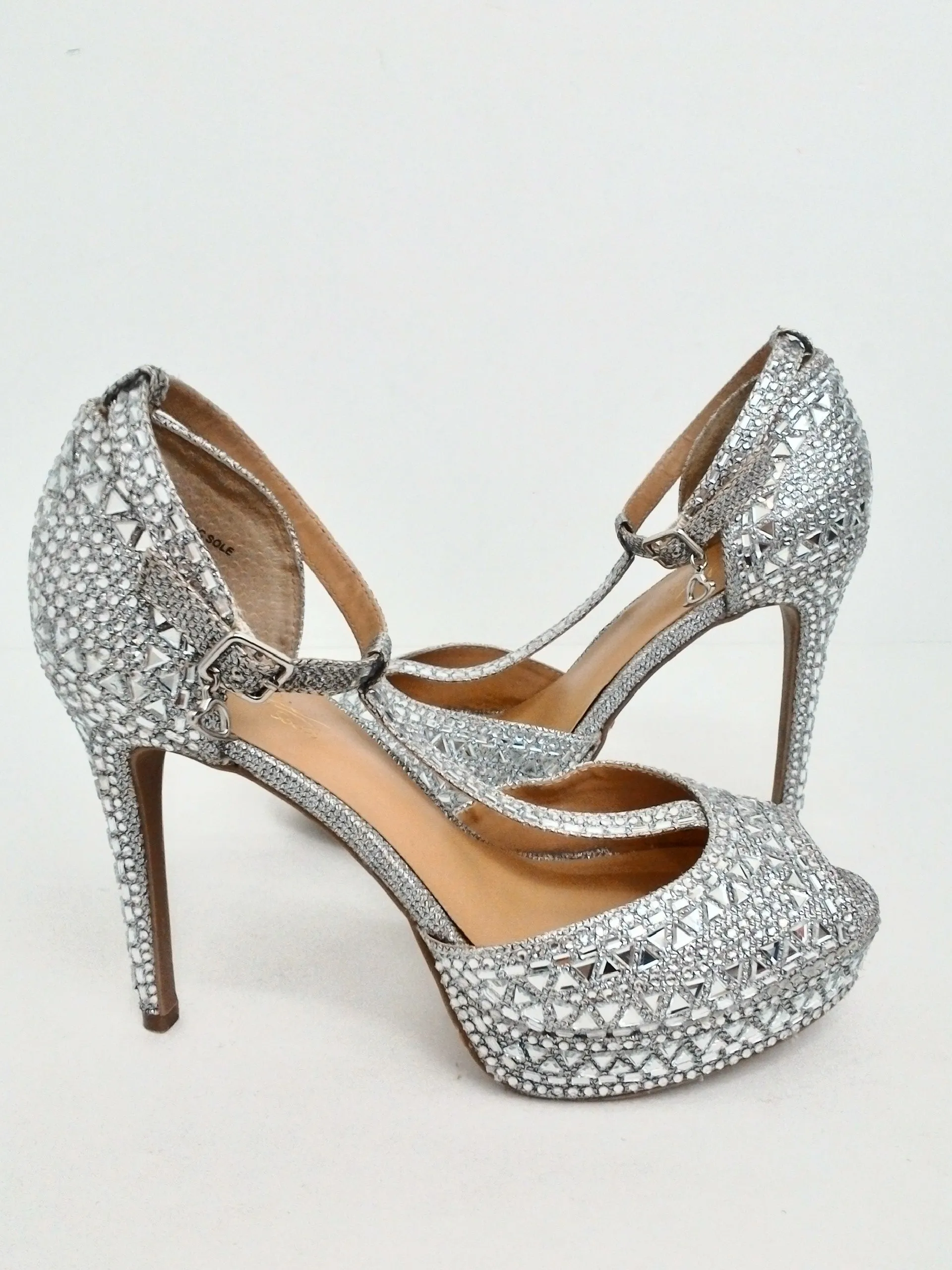 Thalia Sodi Women's Chace Silver Heeled Sandals Size 7.5 M