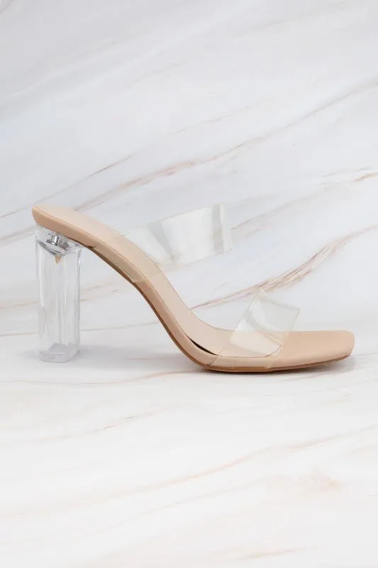 The Pretty Pretty Prom Heels:  Clear Double Strap Sandal