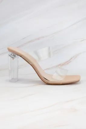 The Pretty Pretty Prom Heels:  Clear Double Strap Sandal