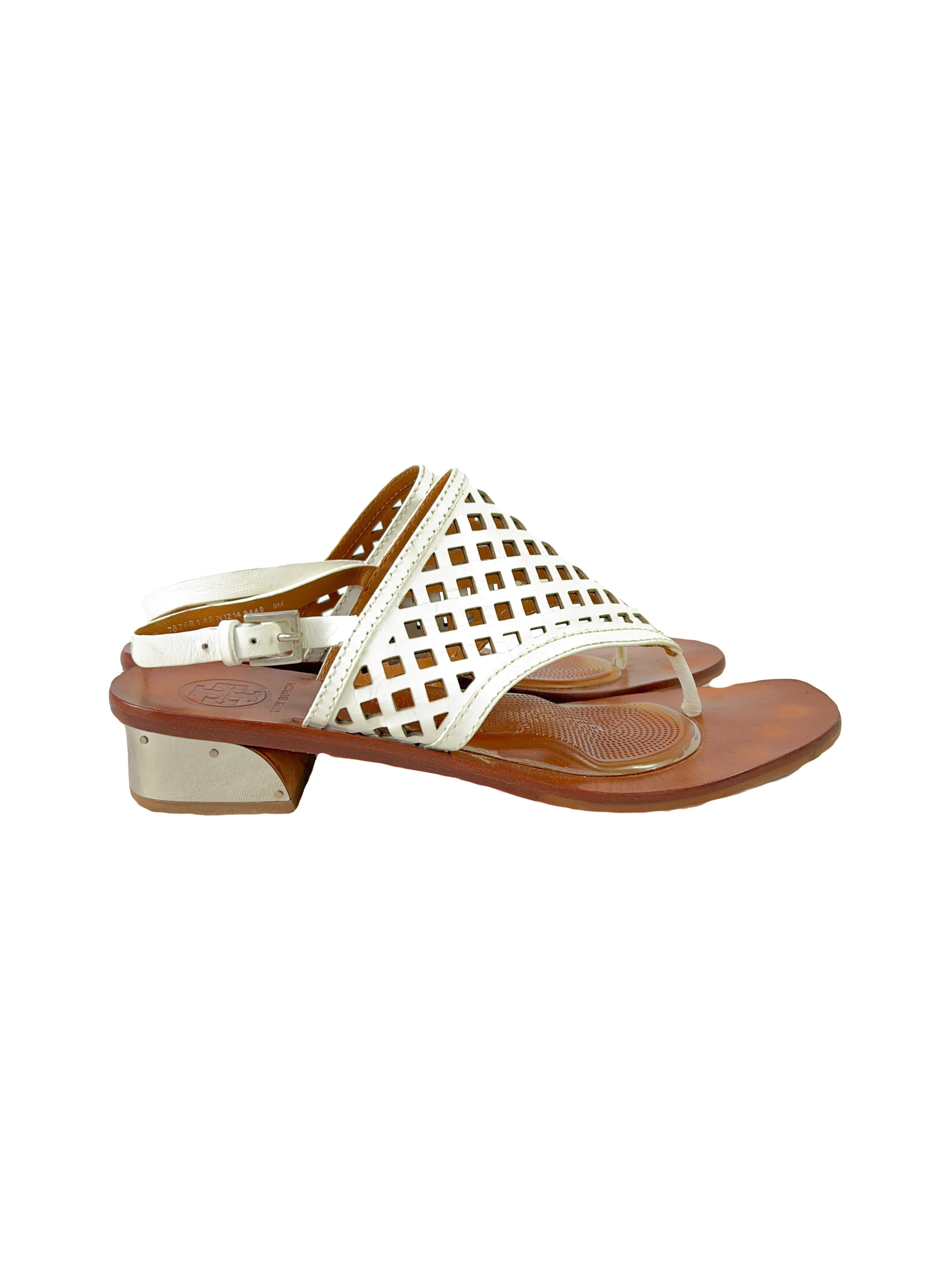 Tory Burch white leather heeled sandals size 9