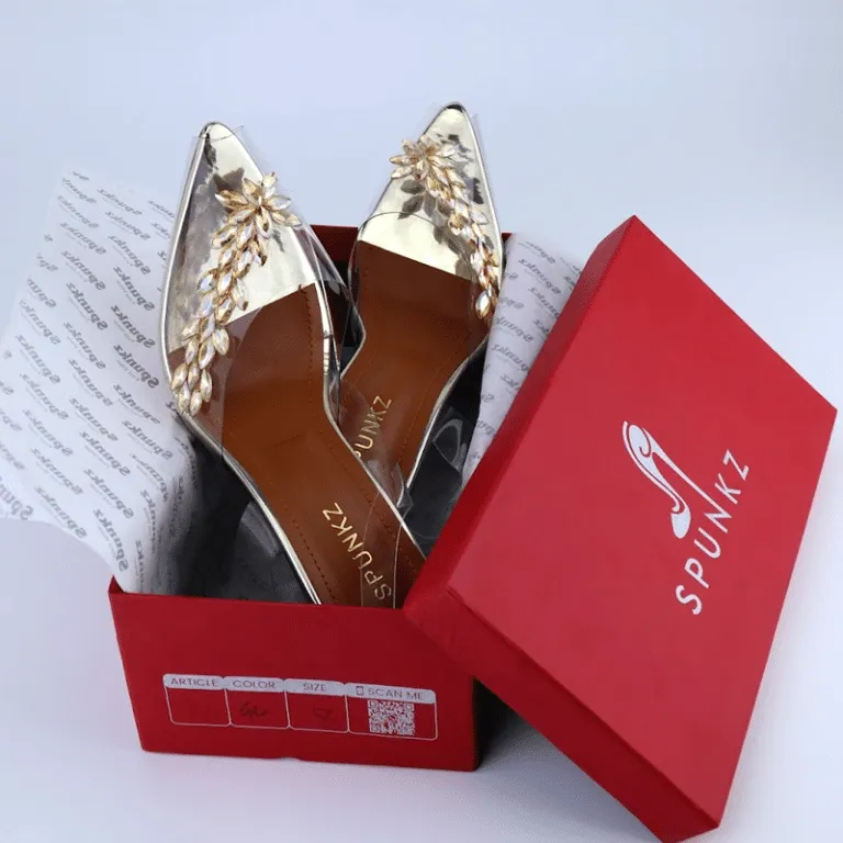 Transparent Cinderella Heels Pointed Toe Embellishment Clear Sandal
