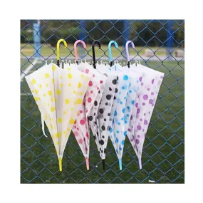 Umbrella Transparent Dotted | Dotted Transparent Umbrella For Women (21 Inch Size) | Polka Dots Umbrella - Best For Sun Protection, Photography And For Rainy Season (Multicolor)
