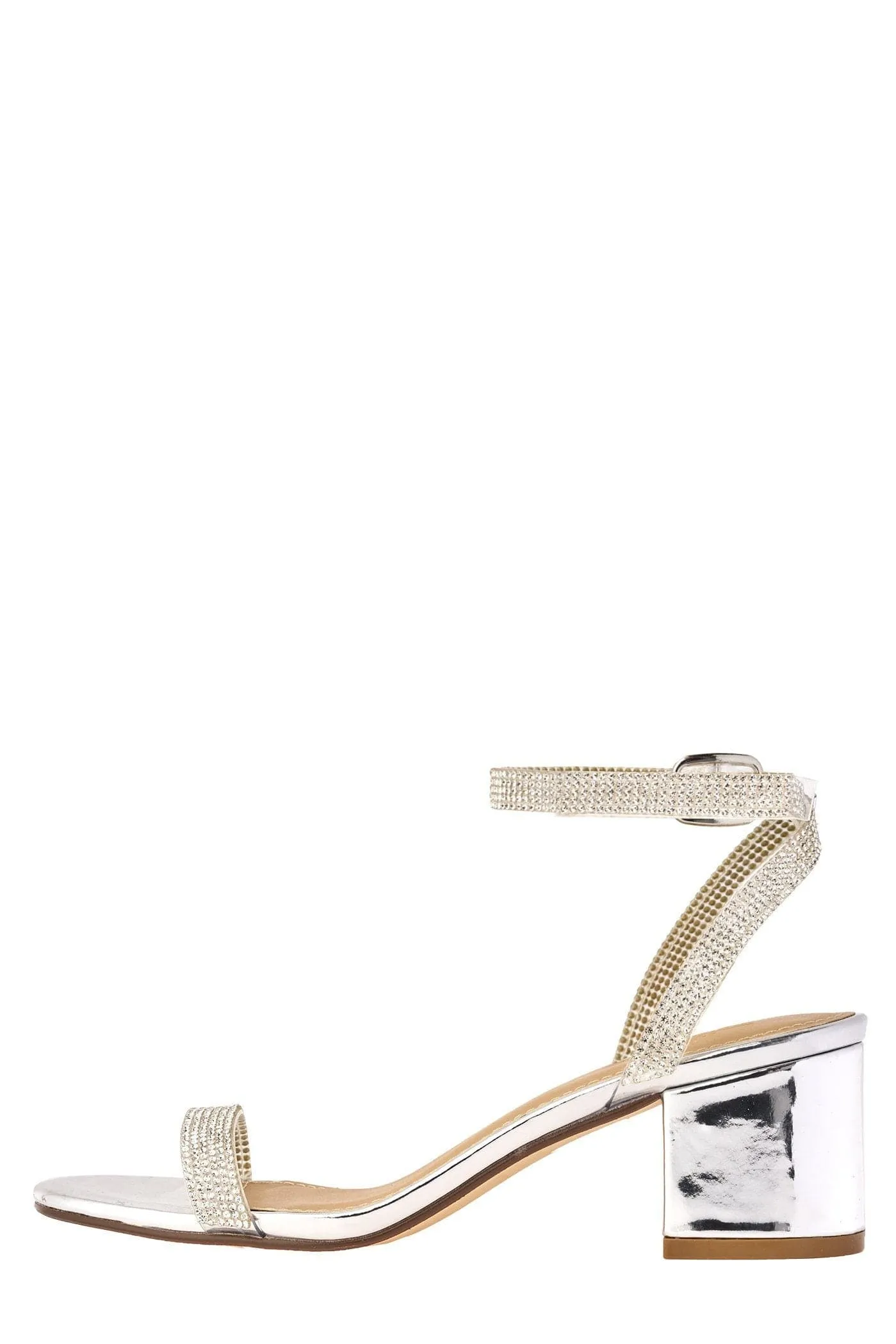 Venice Low Block Heel Sandals In Silver