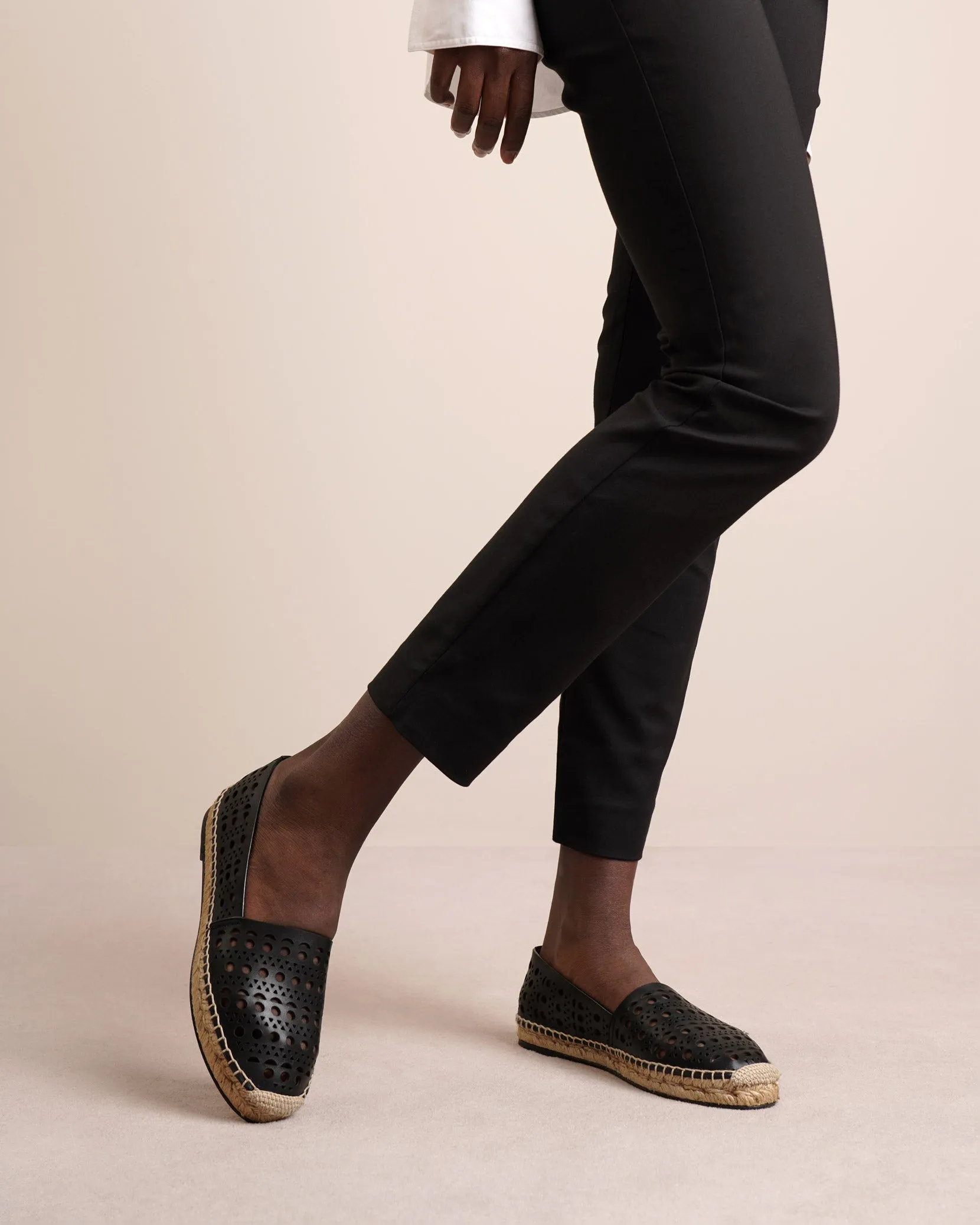 Vienne black leather espadrilles