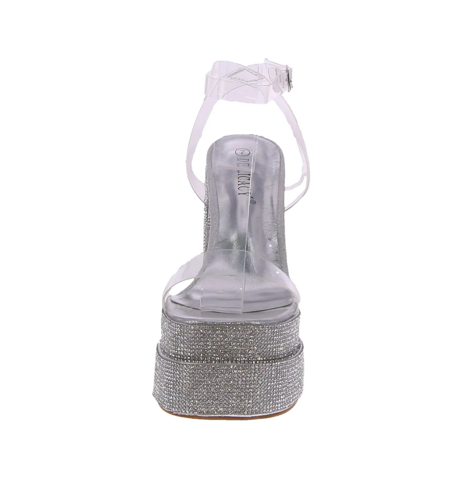 WOMAN'S SHOES SILVER GLITTER CLAER HEELS TWICE-28